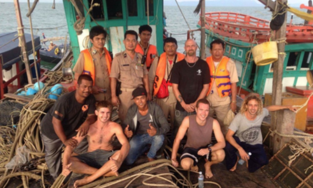 Our team confiscating illegal trawling gear during a patrol mission